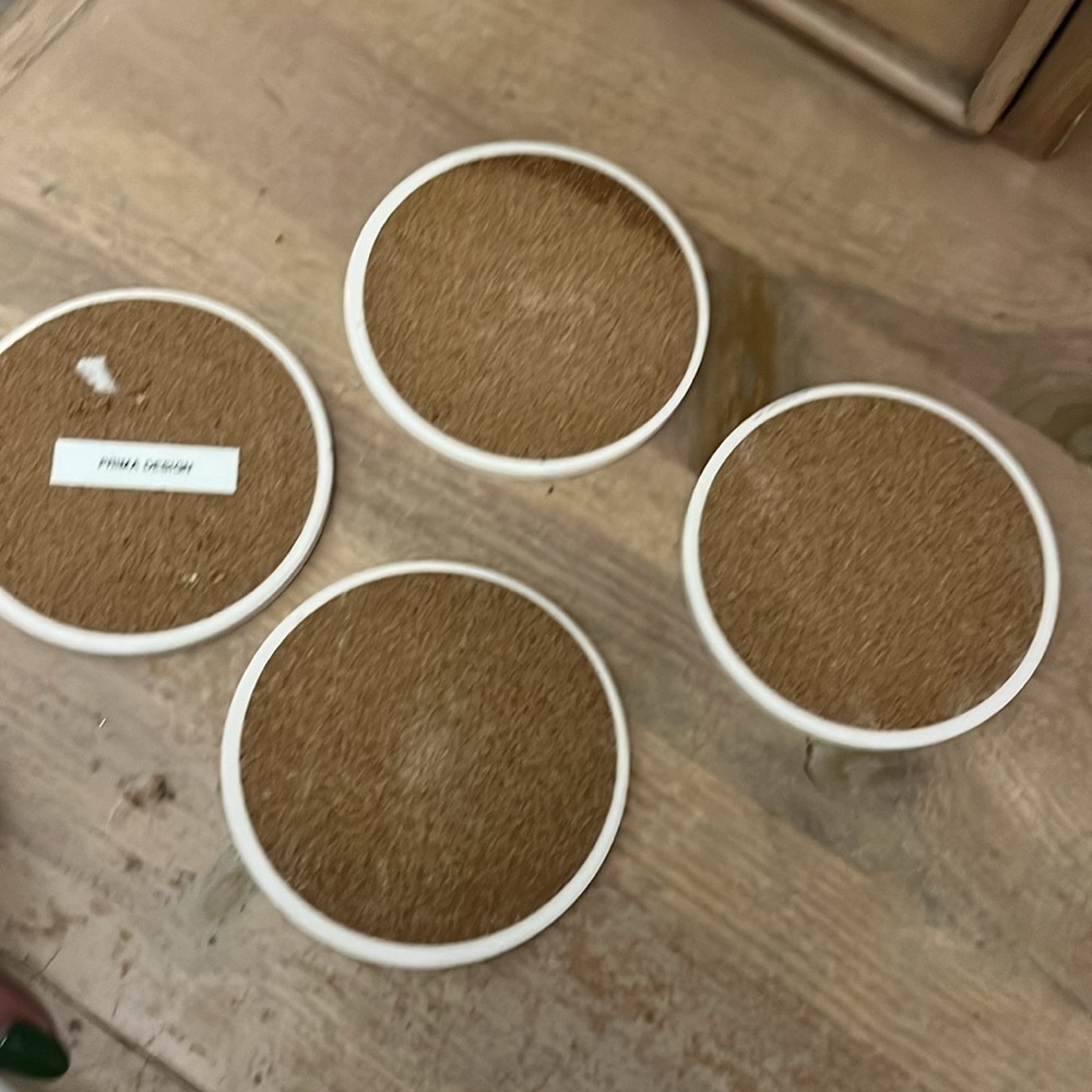 Mushroom Coaster Set of 4 Prima Design Stone Cork Backing - Picture 7 of 7